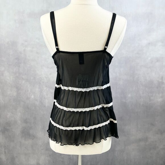 Y2K Cami Tank Womens Size US 8 Frilly Chemise Mesh Lace Whimsigoth Fairycore - Picture 4 of 9